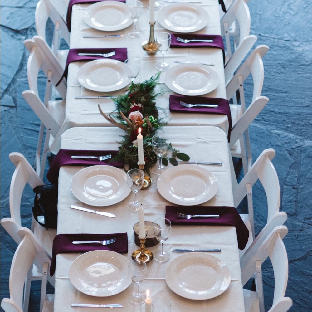 4 Ivory rectangular 60”X120” polyester tablecloths